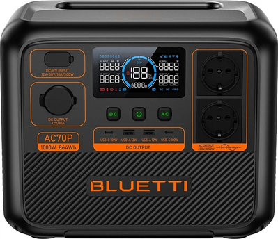 Портативная зарядная станция BLUETTI AC70P 864 Вт&middot;ч, 1000 Вт (2000 Вт пик), LiFePO4, UPS 