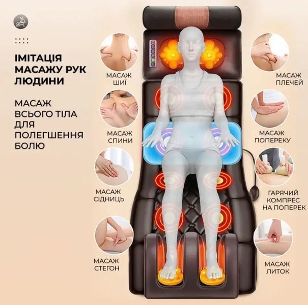 Багатофункціональний масажний матрац 406-G (витягування хребта, гарячий компрес) + пульт 712426 фото