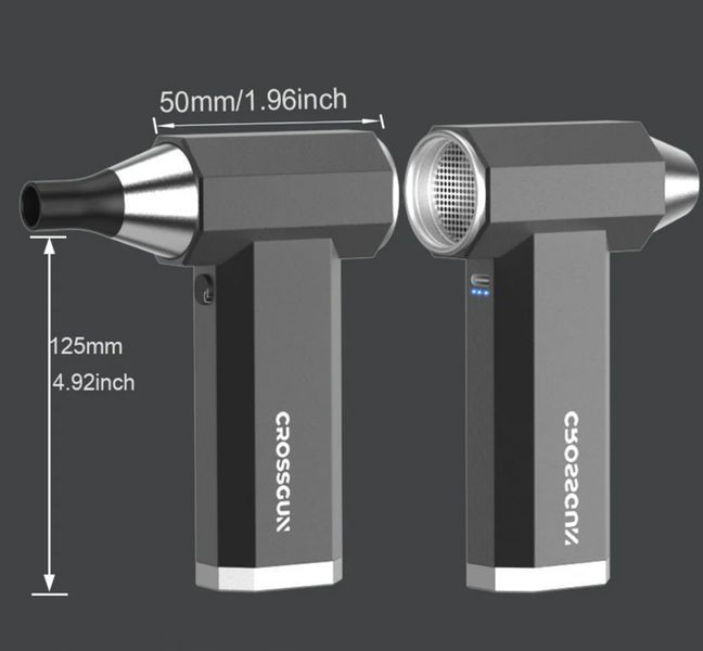 Мини-турбо вентилятор пылесос Crossgun 12V 1500мАч 120000об/мин для чистки ноутбуков (Черный) 703872 фото