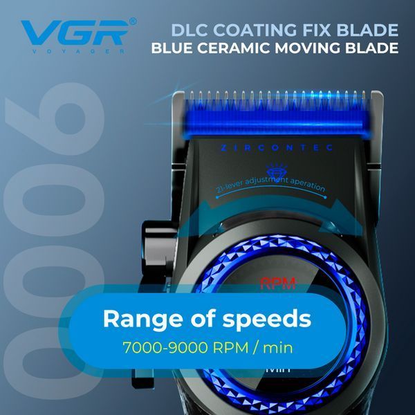 Машинка для стрижки VGR V-001 Blue (10 насадок) 4600 mAh LED дисплей 718759 фото