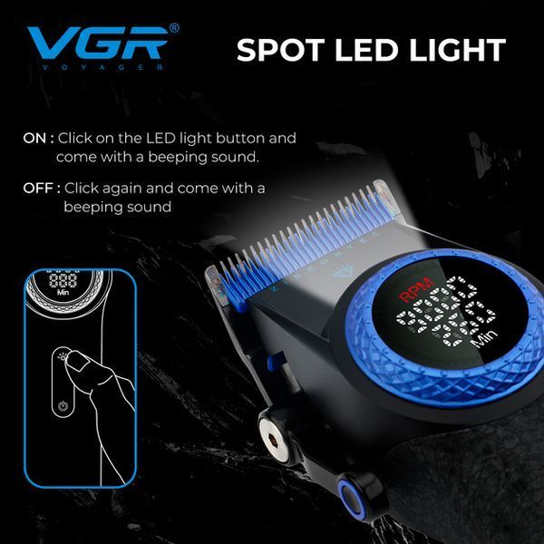 Машинка для стрижки VGR V-001 Blue (10 насадок) 4600 mAh LED дисплей 718759 фото