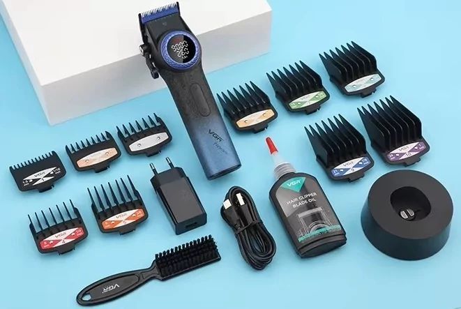 Машинка для стрижки VGR V-001 Blue (10 насадок) 4600 mAh LED дисплей 718759 фото