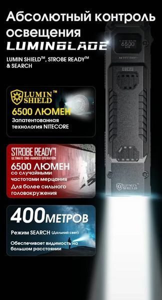 Мини фонарь Nitecore EDC29 USB-C OLED дисплей 6500лм 400м (7 режимов) 712645 фото