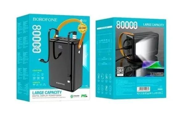 Универсальная зарядная батарея Borofone BJ32 80000mAh Terra 22.5W+PD20W (Черный) 712276 фото