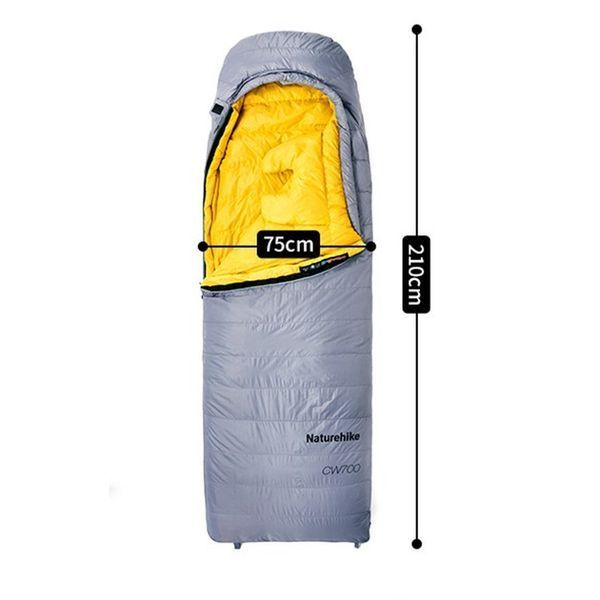 Спальный мешок с натуральным пухом Naturehike CW700 CNK2450WS048 Желто-серый М 7189381 фото