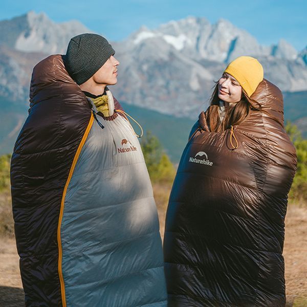 Спальний мішок із натуральним пухом Naturehike Snowbird CNK2550WS014 400 г L Темно-коричневий 7189571 фото
