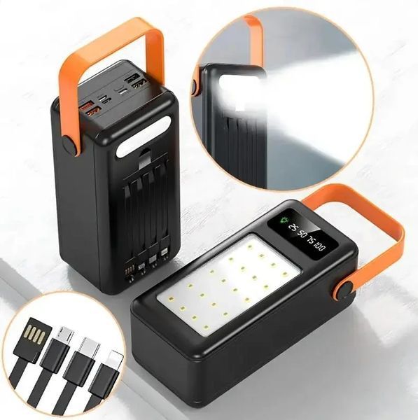 Портативна батарея зовнішня повербанк Power Bank 120000 mAh із сонячною панеллю та ліхтариком YM-639CX 2053471 фото