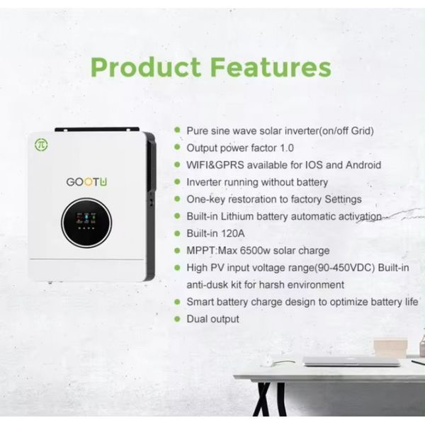 6,2 кВт комплект +50% ємності Акумулятор Dyness B3 LiFePO4 48V/75Ah + інвертор Gootu Резервне живлення для дому, квартири 17068 фото
