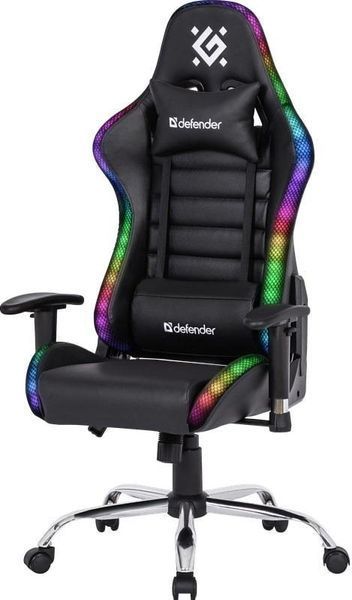 Геймерское кресло Defender Ultimate полиуритановое с RGB подсветкой (Черное) 703235 фото
