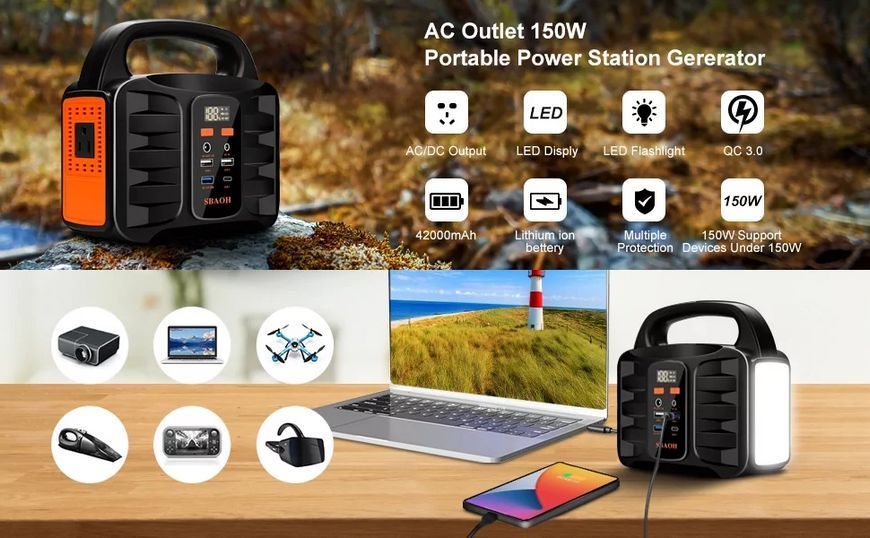 Внешний аккумулятор Sbaoh 42000mah 150W Зарядная станция 42015 фото