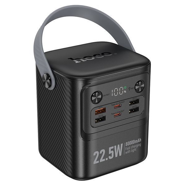 Павербанк зі швидкою зарядкою 22.5W 80000mAh та ліхтарем HOCO J152 |2Type-C, 4USB| Чорний 13326 фото