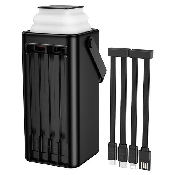 Павербанк 50000mAh с быстрой зарядкой 22.5W, встроенными кабелями и фонарем BOROFONE BJ65A Черный 14194 фото