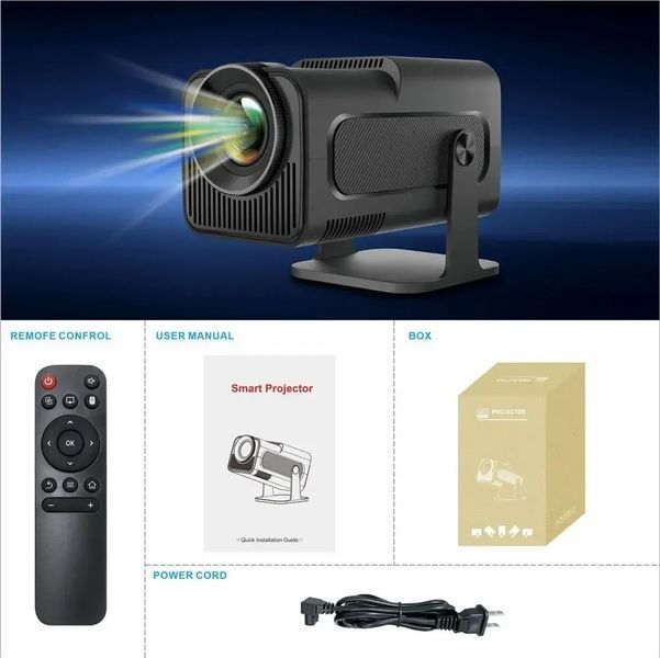 Проектор SmartTV домашній кінотеатр UltraHD HY320 4K Android 11 WI-FI6 Bluetooth HDMI 150" FullHD 300ANSI чорний VEN-1198 фото