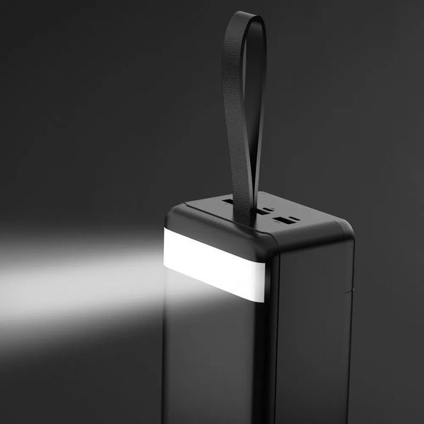 Павербанк PowerBank с быстрой зарядкой и фонарем XO PR160 80000mAh |3USB/Type-C, QC22.5W+PD20W| Черный 10912 фото