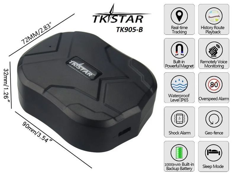 Автономний автомобільний GPS трекер TKStar TK-905B (big) 10000мАч на 180 днів + магніт 712114 фото